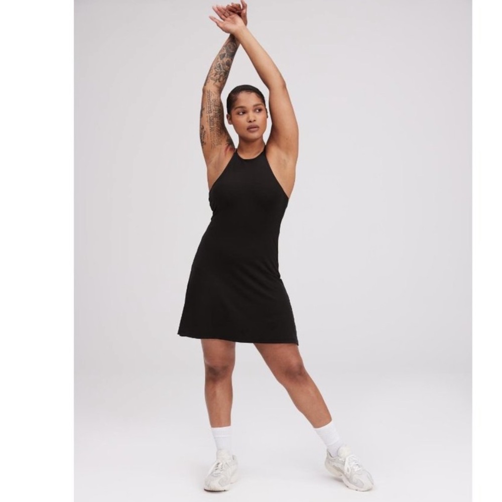 Girlfriend Collective The Naomi Workout Dress built in Shorts Black Medium